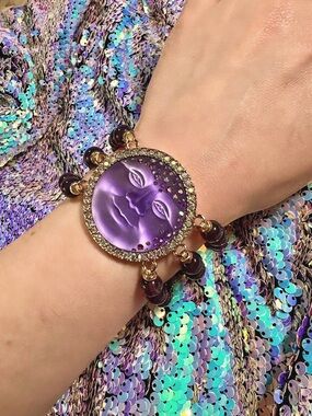 Kirk’s Folley • Man In The Moon Medallion Beaded Stretch Bracelet